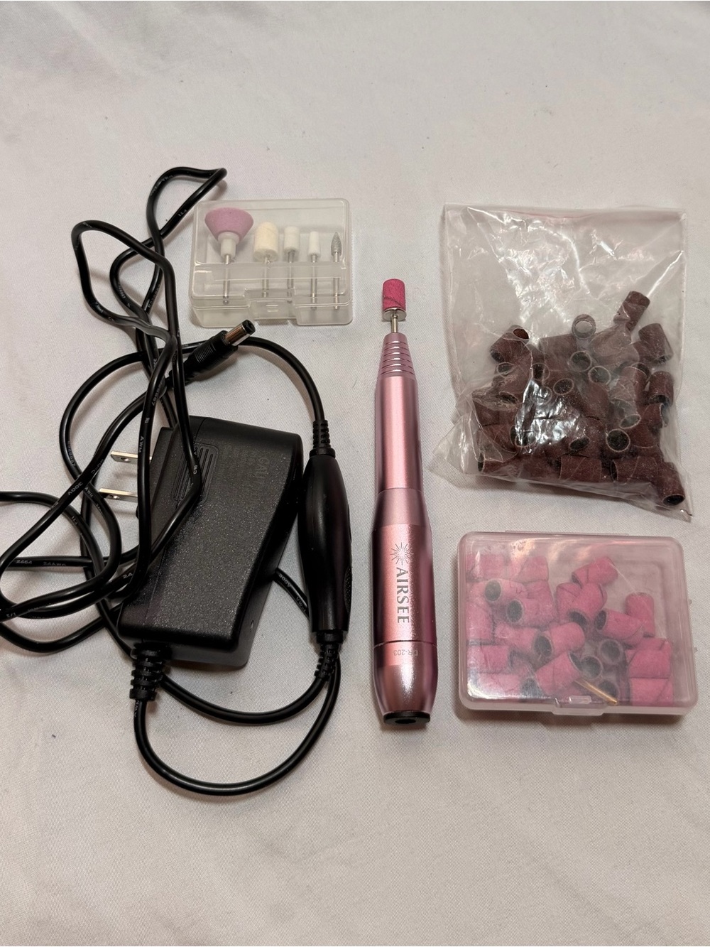 Airstee Pink Electric Nail Drill Kit with Bits